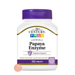 Papaya Pineapple Digestive Enzyme Supplements 100 Count Chewable Natural