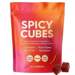 Spicy Cubes Hot Peach Gummies with Chili, Maca Root Vegan 30 Count US 1-5pack