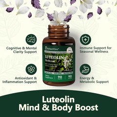 Luteolin Supplement 200mg, with Rutin & Perilla Leaf– Plant-Based Flavonoid S…