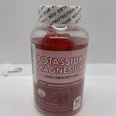 Magnesium Potassium Supplement Gummies High Absorption Vegan 90 Count Exp 12/26