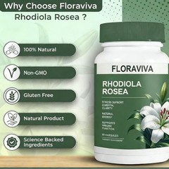 Supplement 60 Capsules Focus Mood Energy Rosea for Rhodiola Floraviva