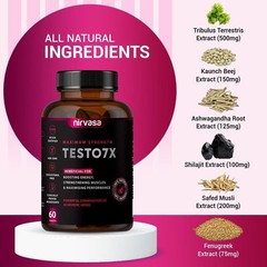 Testo 7X Tablets with Tribulus with Safed Musli /Testo Power Tablets- 60 Tablet