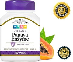 Papaya Enzyme Chewable Tablets, Tropical, 100 Count