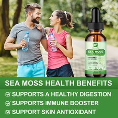 5-Pack Sea Moss Liquid Drops 10000mg – Organic Bladderwrack, USA Made, 2 fl oz