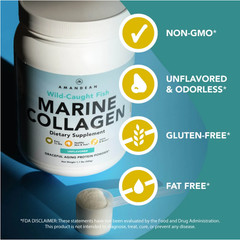 Amandean Marine Collagen Powder, Unflavored, 17.6 oz
