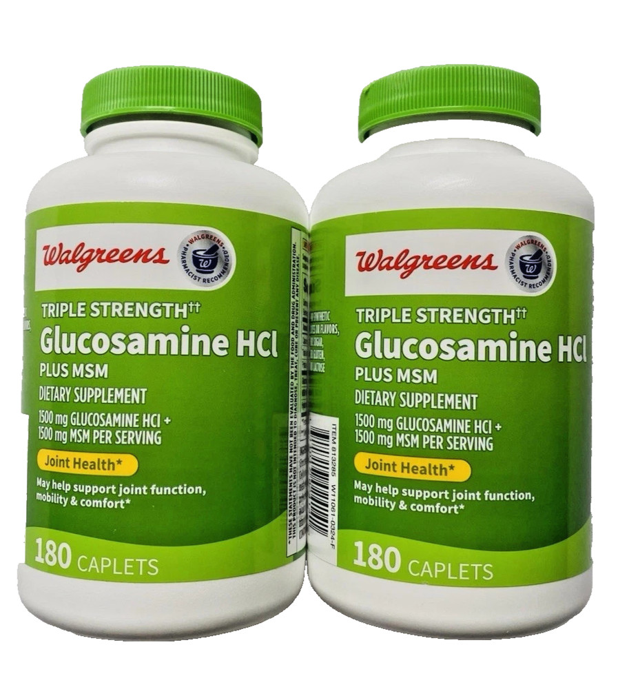 Walgreens Triple Strength Glucosamine HCl Plus MSM Caplets Joint Health 3 PK
