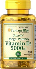 Puritans Pride Vitamin D3 5000 IU Softgels 03 Ounce Supplement