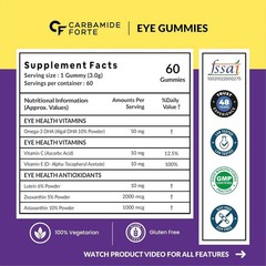 Carbamide Forte Eye Care 60 Gummies Eye Fatigue Reduction + Clear & Sharp Vision