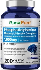NusaPure Phosphatidylserine Memory Ultimate Complex 1000mg 200 Vegetarian Cap…
