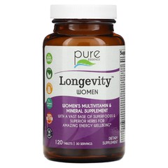 Pure Essence Longevity Women 120 Tablets Dairy-Free, Gluten-Free, No Artificial