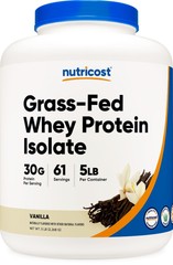 Nutricost Grass-Fed Whey Protein Isolate (Vanilla) 5LBS – Non-GMO, Gluten Free
