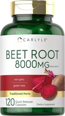 USDA Organic Extra Strength Beet Root 20:1 Extract 8000 mg Strength 120 Capsules