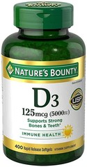 Nature’s Bounty Immune Health Vitamin D3 5000 iu, Rapid Release 400 Softgels