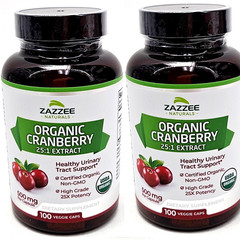 2 Cranberry Extract USDA Organic Zazzee Naturals 12500mg 100×2 = 200 Concentrate