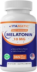 Vitamatic Melatonin 10 mg Tablets | Vegetarian, Non-GMO, Gluten-Free 365 Tablets