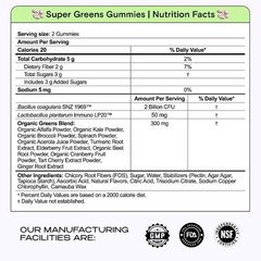 Digestive Health Super Greens Gummies with 11x Organic Ingredients & Probiotics