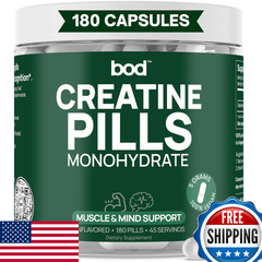 BOD Creatine Monohydrate Capsules – 45 Servings, 5g Ultra-Pure