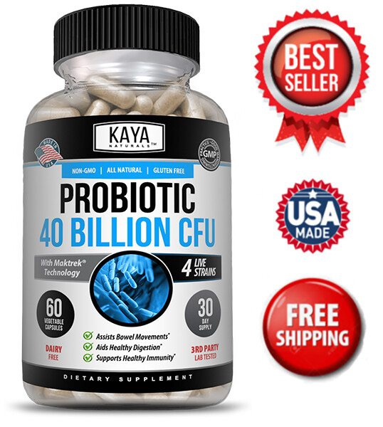 Probiotic 40 Billion CFU Guaranteed Potency Digestive Immune Health 60 Capsules