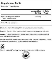 Swanson Amino Acid Ajipure L-Tyrosine Pharmaceutical Grade 500 Milligrams 60