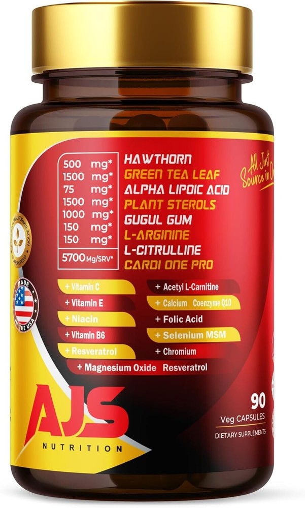 AJS CardiOne Pro Comprehensive Cardiovascular Support Supplement L-Citrulline,
