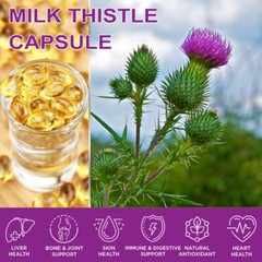 Organic Vitamin Milk Thistle Extract 120 Capsules Extra Strength Liver Cleanse