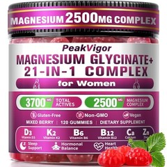 Magnesium Glycinate Gummy Women 120ct D3 K2 Sleep Support