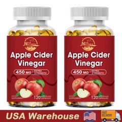 Natural ACV Apple Cider Vinegar Capsules with Mother 1600mg – 2 x 120 Pills