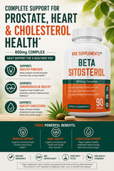 1x Beta Sitosterol Super Mega Strength Prostate Phytosterol Plant Sterols 800mg
