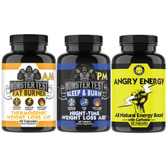 Monster Fat Burn AM + PM + Angry Energy Metabolism & Natural Energy Boost 3PK