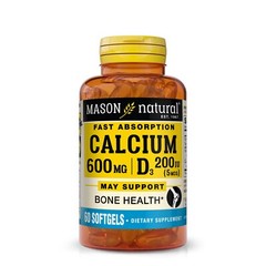 Mason Natural Fast Absorption Calcium with Vitamin D3 for Healthy Bones, 60 u