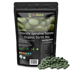 Organic Chlorella Spirulina Tablets 50/50 Mix, 500mg, 720 count, 4 month supply