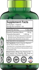Boswellia Extract Capsules, 120 Count | 1,200 Mg per Capsule | 65% Boswellic Aci