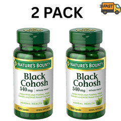 2 Pack Nature’s Bounty Black Cohosh 540mg 100 Capsules Menopause Support