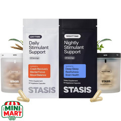 Stasis Day & Night Supplement Kit 50 Ct Energy Sleep Support Ashwagandha