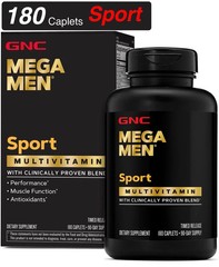 GNC Mega Men Sport Multivitamin 180 Caplets Muscle Function Performance New