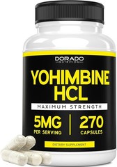 Yohimbine HCL Capsules 5mg Gluten Free Non-GMO for Men Women 270