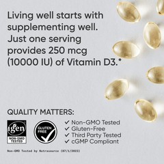 Vitamin D3 10,000 IU w/ Coconut MCT Oil High Potency Vitamin D Supplement 120 ct
