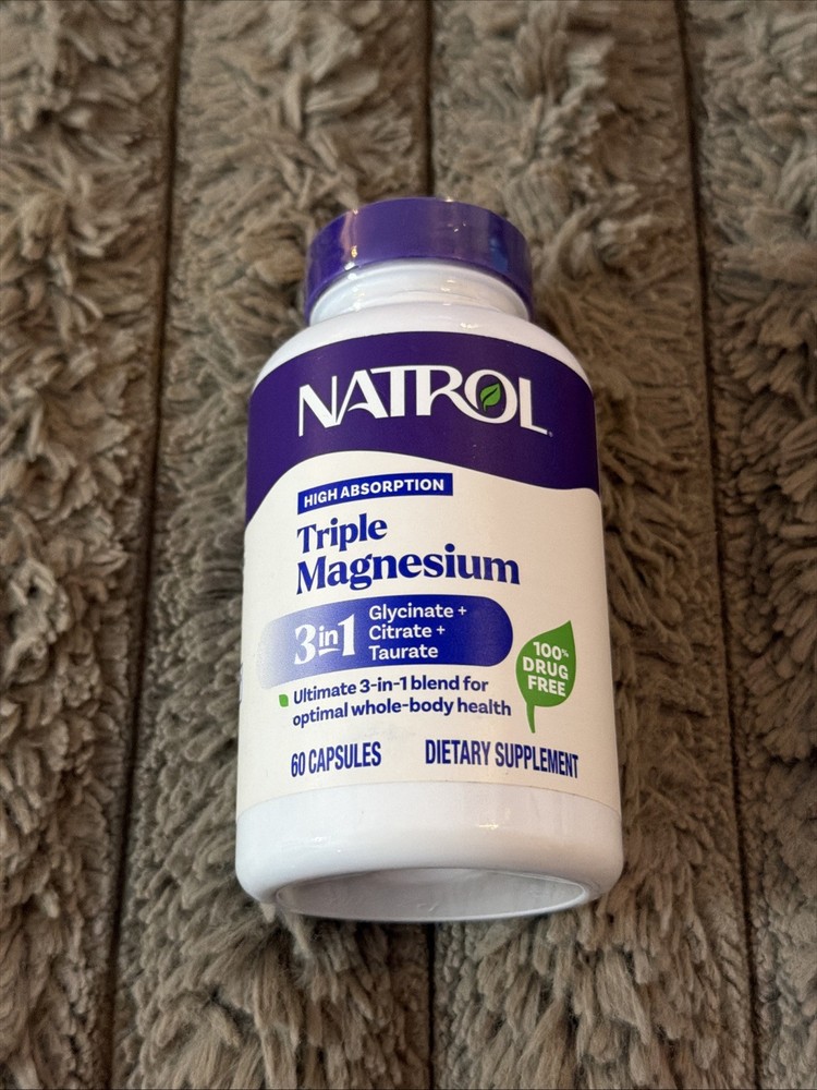 Triple Magnesium – 3 In 1 Glycinate, Citrate, Taurate – 60 Capsules – 02/2028