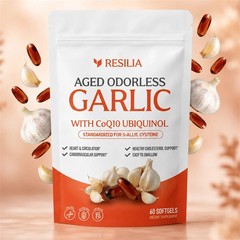 5x Resilia Garlic Extract 600mg Softgels (60 Count) Odorless Aged Garlic Extra