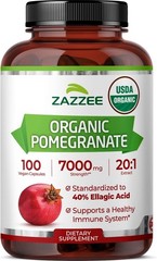 Zazzee USDA Organic Pomegranate 20:1 Extract 7000mg 40% Ellagic Acid