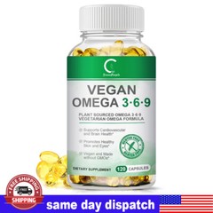 Omega 3-6-9 Vegan Capsules 1360mg High Strength Support Eye & Brain Health 120PC