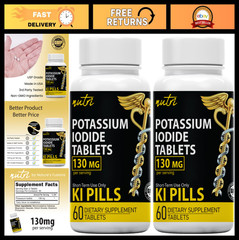 Potassium Iodide Tablets 130mg – 240 Tablets, 10-Year Shelf Life, 3rd Party Test