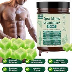16 IN 1 Organic Sea Moss Gummy Irishmoss Extract 6000Mg | Green Apple Flavor US