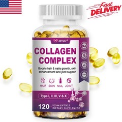 Collagen Peptides Pills 2000mg Hydrolyzed Anti Aging Capsules Types I,II,III,V,X