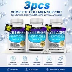 3pcs Toplux Multi Collagen Peptides 1800mg Types I II III V X 180 Capsules
