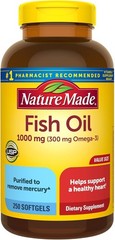 Nature Made Fish Oil 1000mg, Omega-3 Softgels for Heart Health Support, 250 Ct
