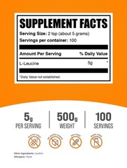 L Leucine Powder 5G Nutritional Supplement For Strength And Performance 1.1Lbs