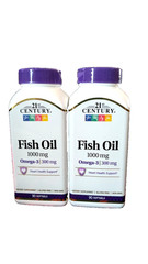 Fish Oil Omega-3 1000 mg 21st Century Heart Health Softgels Two(2) bottles of 90