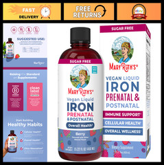 Prenatal & Postnatal Iron Liquid, Sugar Free Vegan Supplement, 15.22 Fl Oz, Non-