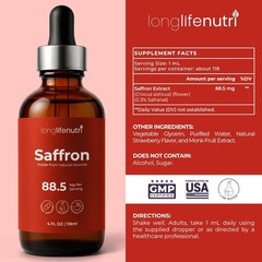 Saffron Extract Mood Support Drops Herbal Supplement 118 Servings Sugar-Free
